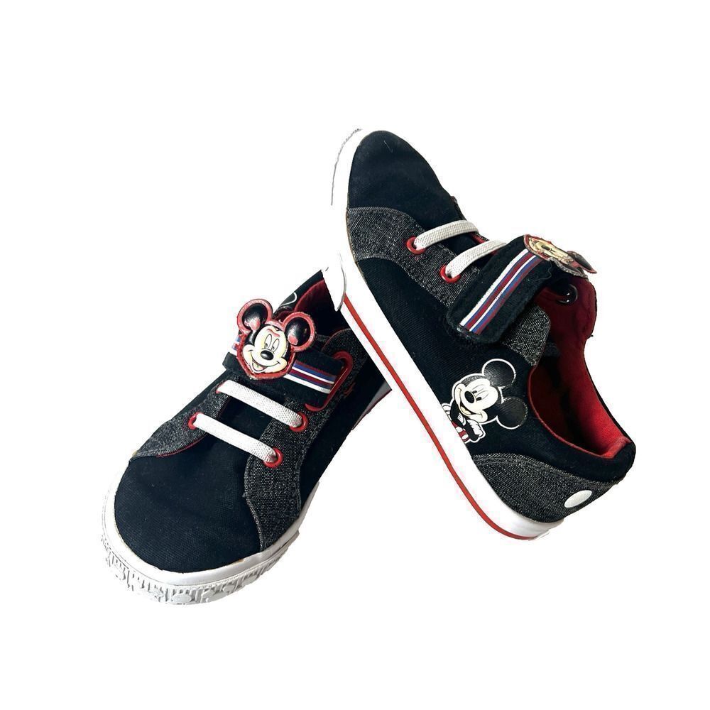 Disney Junior Mickey Kids Toddler 10 Black Canvas Classic Snap On Shoes Sneakers